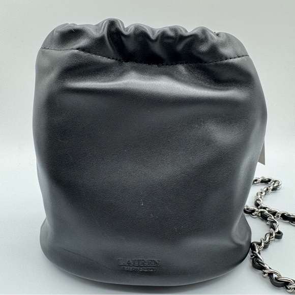 Lauren Ralph Lauren Black Leather Bucket Bag with Silver Hardware | New with Tag - Picture 8 of 12